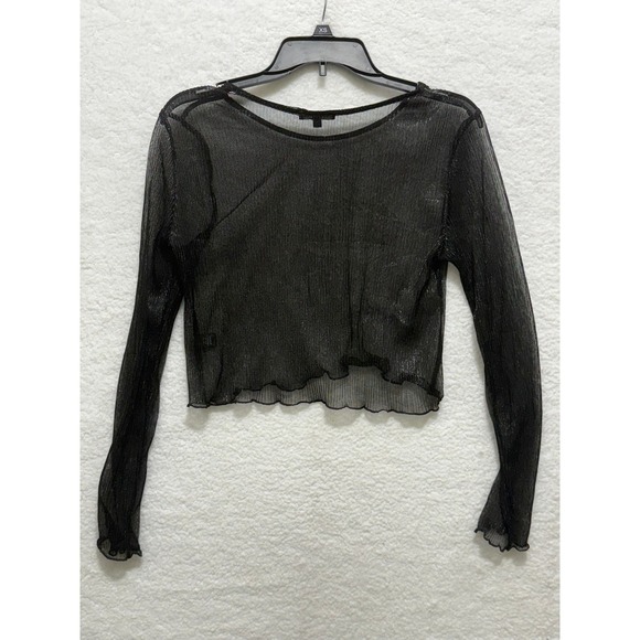 Source Unknown Tops - Black Lace Long Sleeve Crop Top Sexy Party Clubbing Fashion Evening Top